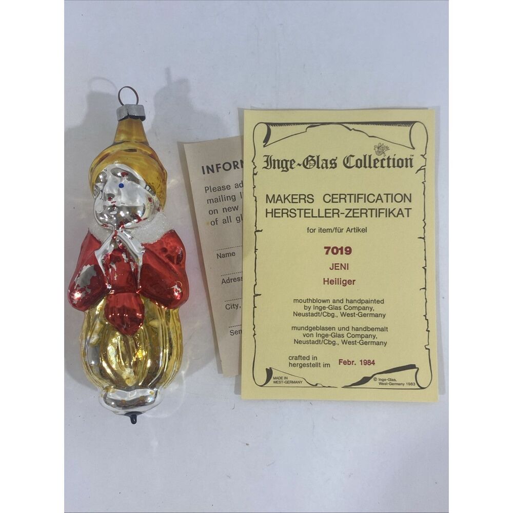 Vintage Inge-Glas‎ Christmas Ornament Genie W/ Original Box